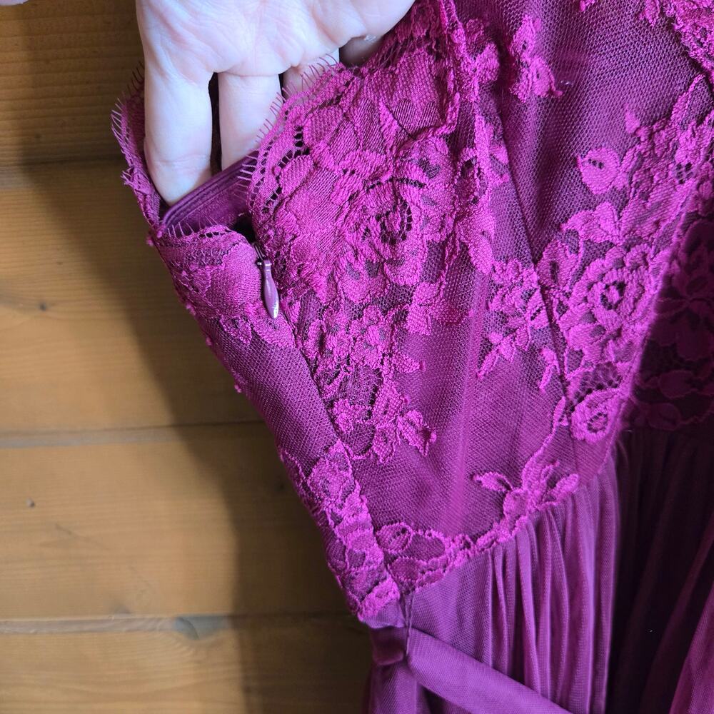 Anthropologie BHLDN Samantha Tulle Maxi Dress Hitherto Wine 4 Bridesmaid Prom - Picture 6 of 7